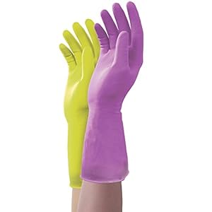 Mr. Clean Duet Reusable Latex Cleaning Gloves with Non-Slip Grip, 2 Pair, Small