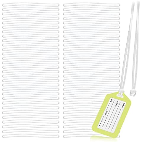 200PCS Amersumer 6Inch Clear Plastic Luggage Tag Worm Loop Strap for Bag Tags. Cover