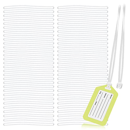 200PCS Amersumer 6Inch Clear Plastic Luggage Tag Worm Loop Strap for Bag Tags.