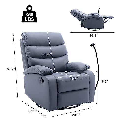 Gnmlp2020 Swivel Rocking Recliner Chair For Living Room, Beige Recliner Chair Made Of New Technology Fabric, Manual Small Recliner Easy To Operate The Recline-Dark Grey #TOP1