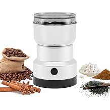Portable Spice Grinder for Coffee Bean Spices and Seeds Electric Grinder with Stainless Steel Blades for Home Use Silvery