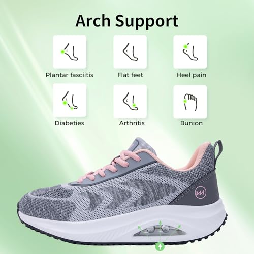 Image of Gyeice Women's Walking Shoes Arch Support Orthotic Breathable Tennis Sneakers for Plantar Fasciitis Pain Relief US 5.5-11