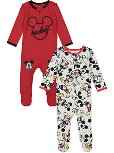 Disney Mickey Mouse Baby Boys Zip-Up Sleep N' Play Coverall Red & Gray 3-6 Months