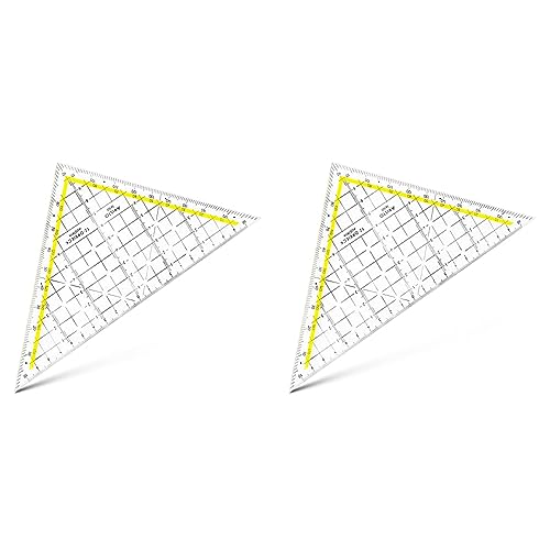 Aristo 1650/1 TZ-Dreieck (Hypotenuse 22,5 cm, Tuschenoppen, keine Facette, Plexiglas mit Tiefenprägung, Made in Austria) transparent (Packung mit 2)