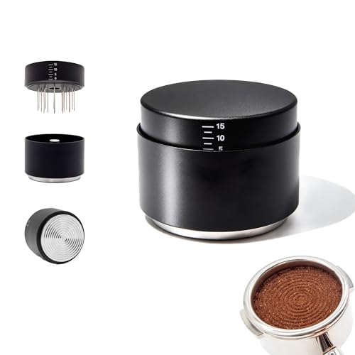 Kybelehoo 3-i-1 espressotillbehör 58 mm rostfritt stål | WDT-verktyg med kaffefördelare och tamper | kaffetillbehörsset kompatibelt med universella 58 mm handtag för espressomaskiner