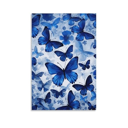 Impression sur toile papillons bleus décoration murale moderne pour chambre et bureau