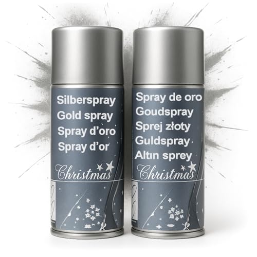 com-four® 2x pintura decorativa en aerosol plateada - laca transparente en aerosol para decoración y manualidades - pintura en aerosol plateada (2 piezas - spray/plateado)
