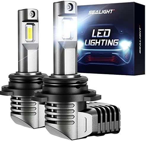 SEALIGHT 9005/HB3 LED Headlight Bulbs 20000 Lumens, 6500K Cool White 600% Brightness 9005 Led Bulb, 1:1 Size Design LED Replacement Kit, Ture Plug-N-Play, IP68 with Fan, Pack of 2