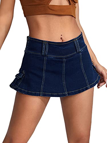 Amazon Denim Pleated Short Blue Jean Skirts Plus Size Floerns