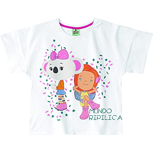 Blusa em malha stretch manga curta Mundo Ripilica meninas, Branco, 1.5