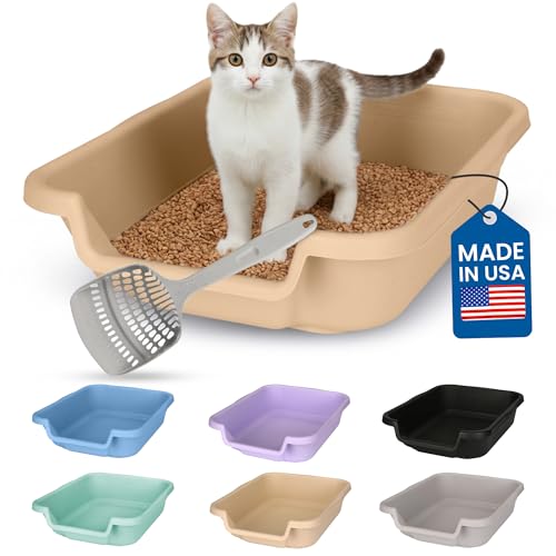 KittyGoHere Senior Cat Litter Box Small with Scoop, Beach Sand