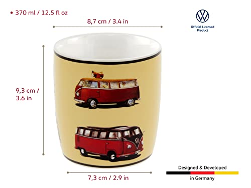 Brisa Vw Collection - Volkswagen Samba Bus T1 Camper Van Coffee Mug, Tea Cup For Kitchen, Garage, Office - Camping Equipment / Gift-Idea / Souvenir (Design: Front/Yellow/Bus Parade) #TOP2