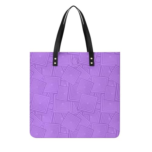 Tote bag violet carré pour femmes : grand sac à bandoulière grand format 39x39cm de voyage