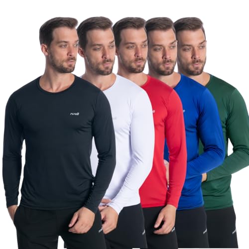 Kit 5 Camiseta Camisa Térmica Masculina Proteção Solar Uv 50+ Manga Longa Dry Fit (BR, Alfa, G, Regu