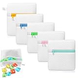 5PCS Laundry Pod Anti-Sticking Bag, Mini Mesh Washing Net, Laundry Pods Dissolution Protection Bag, Washing Pods Storage, 5 Colors