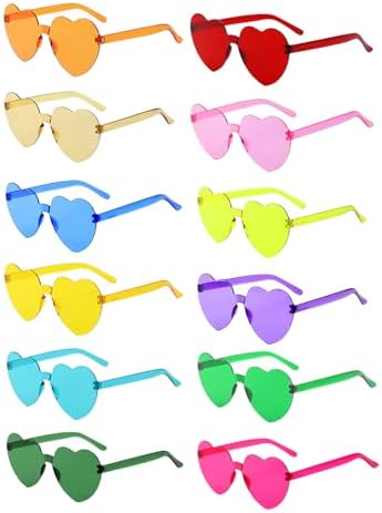 BIRDDIE 12/24/36 Stück Herz Sonnenbrille Herzförmige Brille Bunte Herzbrille Party Sonnenbrillen Hippie Damen Herzform Brillen für Kinder Geburtstag Malle