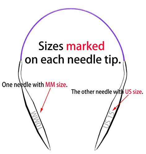 Size 15 Circular Knitting Needles 16 Inch Set Round Metal Kit