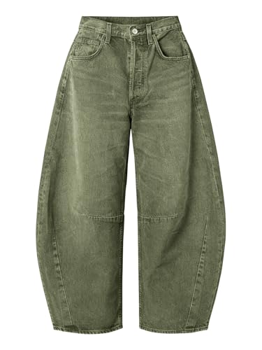 Image of EXLURA Womens Barrel Jeans Wide Leg Y2K Boyfriend Denim Pants Hip Hop Vintage Baggy Jeans Cotton Mid-Low Elastic Waist Pants