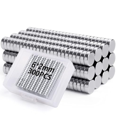 VNDUEEY 300Pcs Small Magnets, Mini Magnets for Fridge, 6×2mm Round Magnet, Tiny Magnet for Crafts, Miniatures, Nails, Office, Kitchen