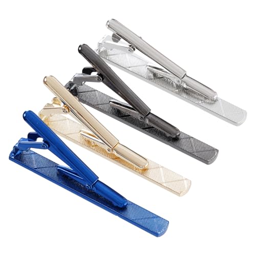 Image of 4 Pcs Stainless Steel Tie Clips for Men Classic Tie Bar Clip for Formal Business Wedding Party Fathers Day Gift