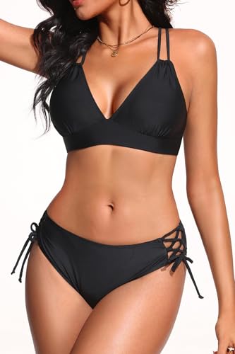 Women's Two Piece Bikini - Push Up Swimsuit Set V Neck Lace Up Bathing Suit 2025 Swimwear3