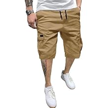 PIDOGYM Men Cargo Shorts with Drawstring Durable 6 Pocket Outdoor Work Shorts, Relaxed Fit Cotton Tactical Hiking Half Pants