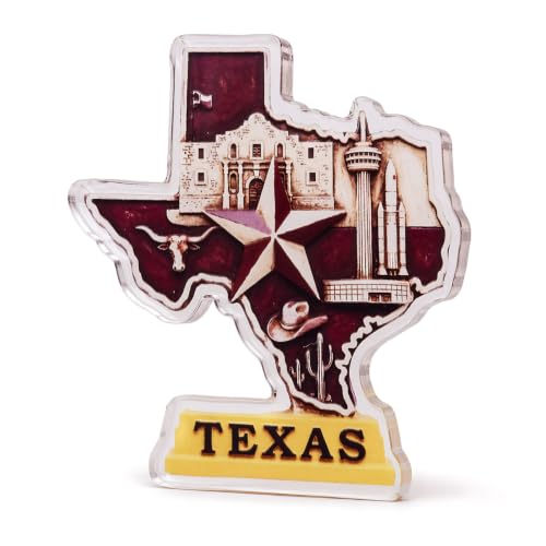 Texas State Magnets, Collectible Acrylic Magnet Souvenir Gifts with Box