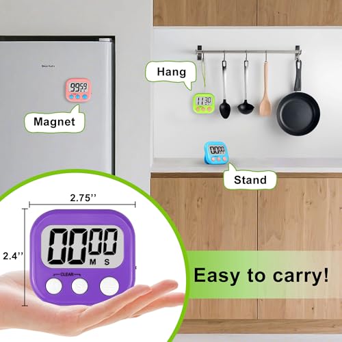 Digital Timer for Kids Teacher Supplies Classroom Timer for Study Learning Management Kitchen Work Exercise-4Pack Pink Blue Green Purple - Image 5