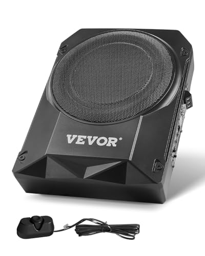 VEVOR Caisson de basses sous le siège de voiture, 400 W, haut-parleur de boîtier de basses de voiture mince, 254 mm, amplificateur intégré, entrée de...