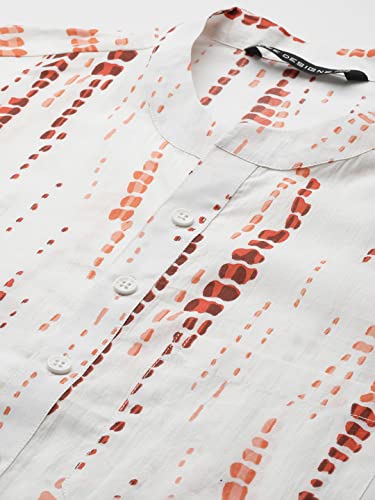 Image of See Designs Men White Multi Tie and dye Print Design Straight Kurta