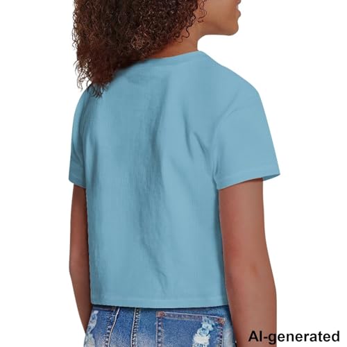 Image of Cute Crop Tops for Girls Short Sleeve Summer T Shirts Fashion Graphic Tees Crew Neck Pullover Tee 5-14 Years