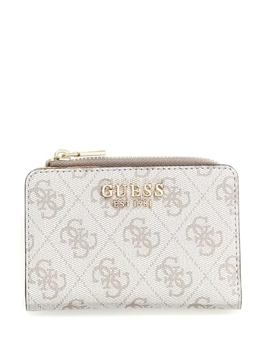 Image of Guess Dark Taupe Logo Printed Zipper Laurel Zip Around Wallet
