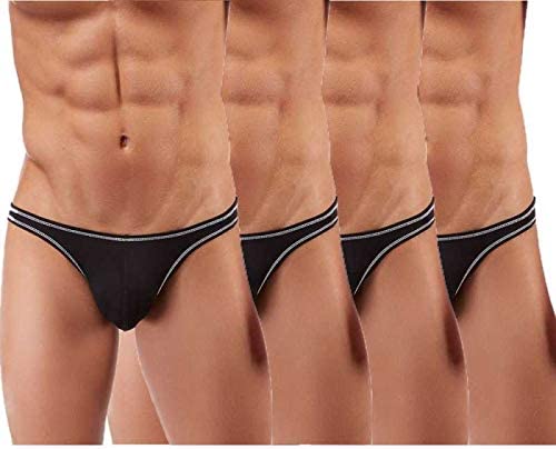 wow zn fashion Men's Combo of Nylon Spandex G-String Y-Cut Thong, Free Size Fit for S-M-L Waist, Black Color, 4 Pcs Combo-picture-21