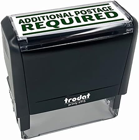 Additional Postage Required Mail Self-Inking Rubber Stamp Ink Stamper for Business Office - 2-3/4 Inch Large - Green Ink