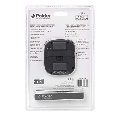 Polder Classic Combination Digital In-Oven Programmable Meat Thermometer And Timer #TOP5