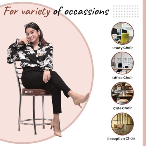Image of Goyal steel & furniture Chairs for Dining Table, Steel Chair, Dining Chair with Comfortable Cushion (6, Brown, Standard)