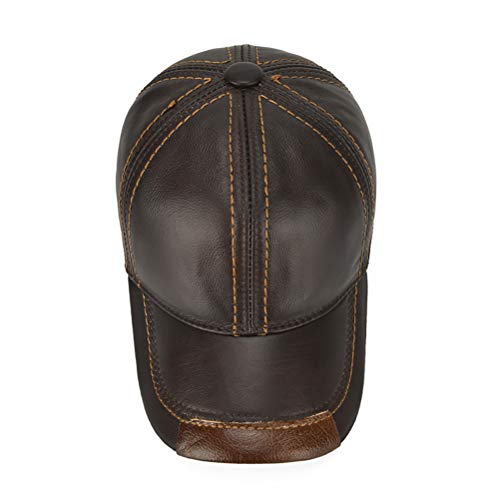 Gudessly Adjustable Men's Genuine Cowhide Leather Baseball Cap for Fall Winter Outdoor Sports Hat