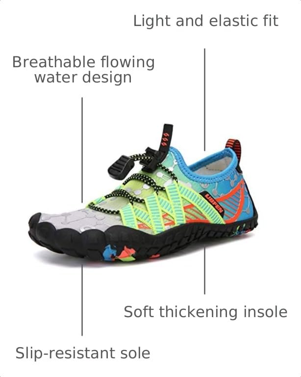Image of UBFEN Kids Water Shoes for Boys Girls Quick-Dry Swim Aqua Socks | Lightweight, Barefoot-style, Perfect for Water parks, Beach, Pool, Kayak, Creek Hiking, Camping, Toddler, Little Kid, Big Kid