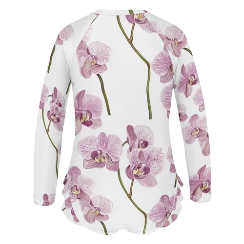 KLL Vintage Orchid White Girl Swimsuit Long Sleeve Rash Guard Swimsuits for Girls Surfing Swimsuits3