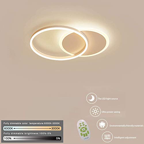 Lámpara de techo LED Lámpara de sala de estar regulable moderna Lámpara de techo de diseño con control remoto Lámpara de techo de moda Minimalista Iluminación de acrílico de metal Dormitorio Cocina Co Cover