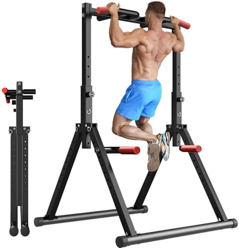 Bild 11 - Klimmzugstange Freistehend Power Tower Dip Station Faltbar, Pull Up Bar Verstellbar, Multifunktions Home Gym Trainingsgerät, Krafttraining Fitnessgeräte