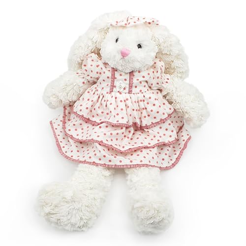 oits cute Floppy Bunny Stuffed Animals in Dress for Baby Girls Plush Toys 18 Inch (Pink Polka-dot Dress) - image 5