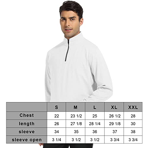 Deolax Quarter Zip Pullover Men Solid Mens Sweatshirt Mens Dry Fit Long Sleeve Golf Shirts Moisture Wicking 1/4 Zip Pullover Mens Mock Neck Fishing Running T-Shirts Upf 50+ Golf Shirts For Men (White #TOP5