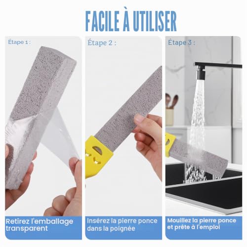 Pierre Ponce Brosse WC Avec Deux Poignées - Brosse de Nettoyage Remplaçable Pour Piscine et Toilettes - 6 Pièces Pour Enlever le Calcaire - Produits et Accessoires de Nettoyage – vue 3