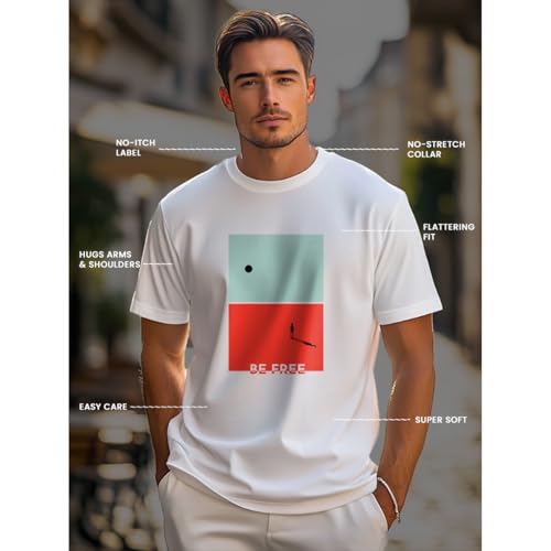 Image of Nobero 100% Cotton T Shirts for Men Stylish | Regular Fit | Graphic Printed T Shirts for Men 180 GSM Combed Cotton | Round Neck Half Sleeve