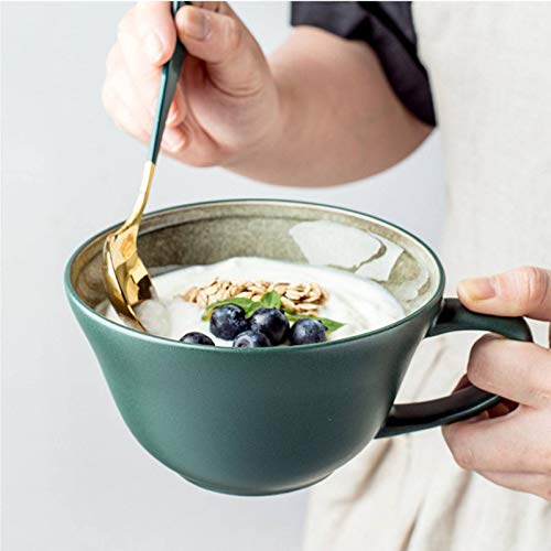 Groß Suppentasse Kaffeetasse Mit Henkel, 500ml Keramik Suppenschüssel Getreide Frühstückstasse Mikrowellen- Und Ofenfest Tee Kaffeebecher Cover