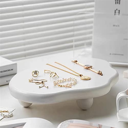 Bigpipi Wooden Decorative Tray Display Riser, Irregular Cloud Display Pedestal Stand For Home Decor (White) #TOP2