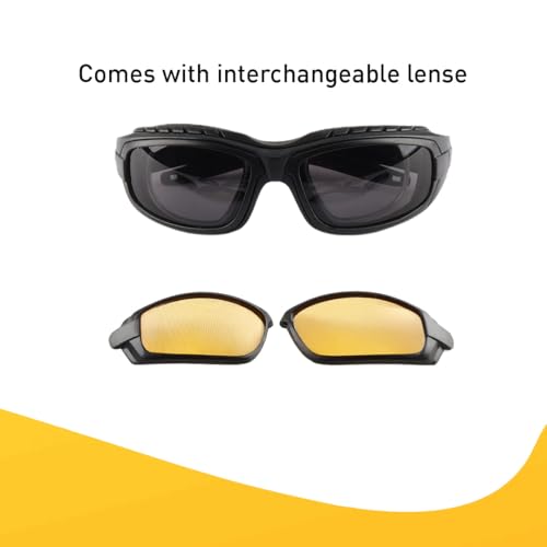 Image of Mallcom Avior Safety Goggles, Polycarbonate Interchangable Lense, Comfortable Elastic Strap, EVA Foam Goggles for Riding Motorcycle, Construction, Chemical Splashes, Industrial, Lab