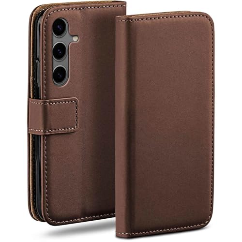 Étui Samsung S24 moex marron en cuir végétalien à rabat protection 360