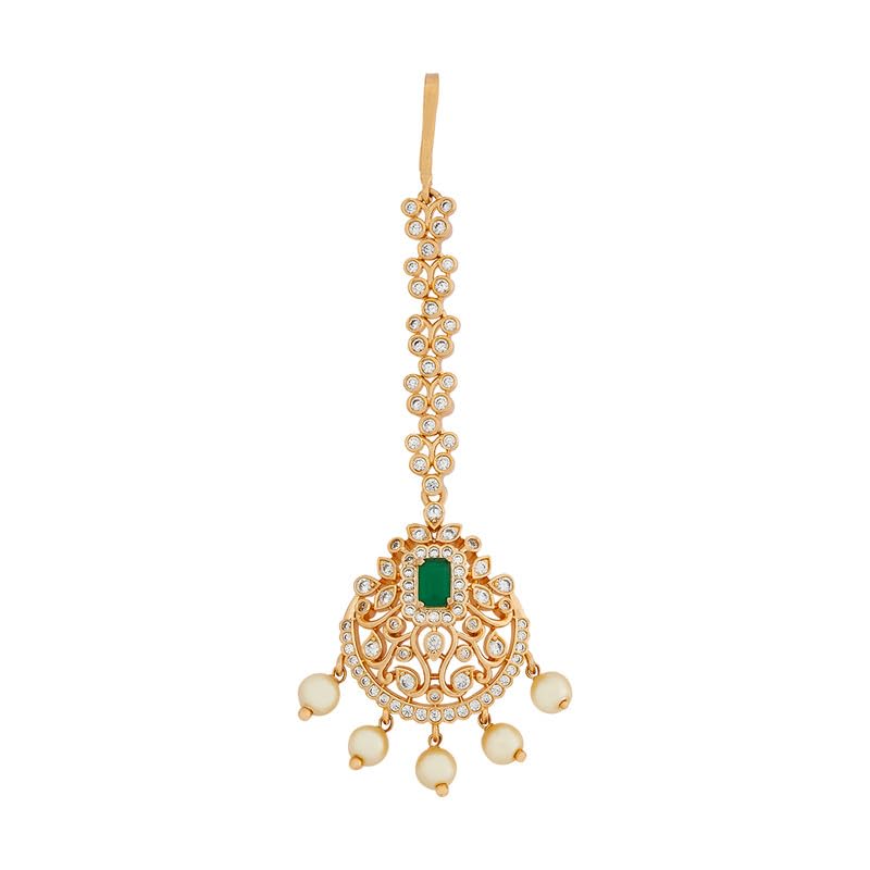 Green Gold Plated Ethnic Zircon Tikka - 415947-image-39